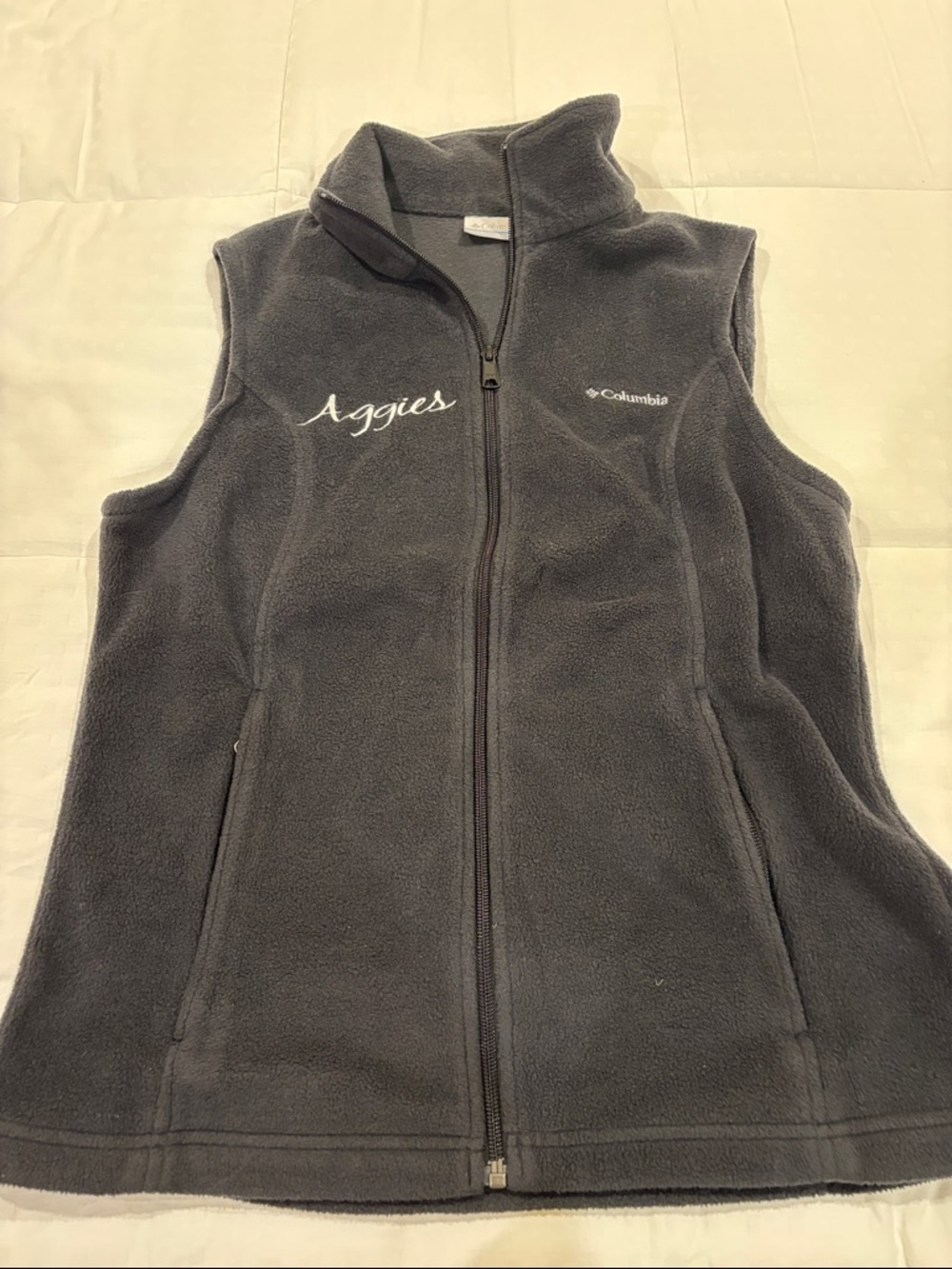 Columbia Dark Gray Fleece Vest with Aggies Embroidery